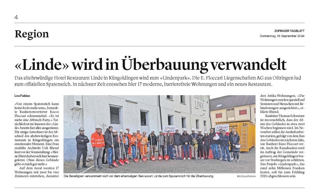 Spatenstich Lindenpark - Bhend Architektur